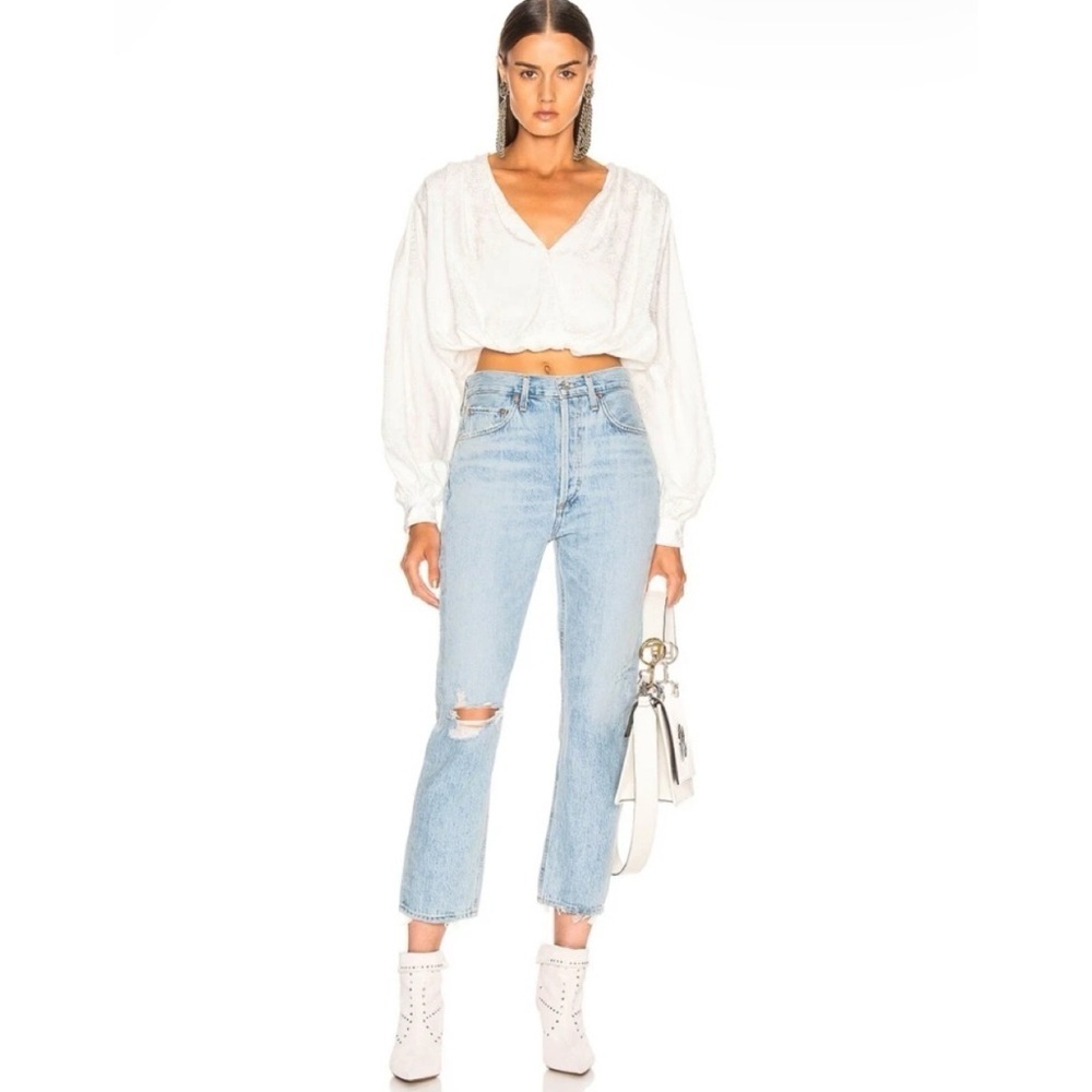 Agolde ‘Riley’ Distressed High Rise Slim Jeans - Picture 2 of 4